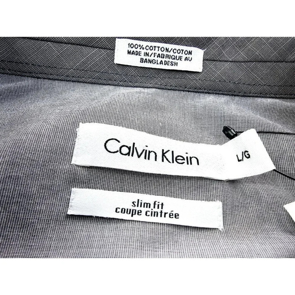 Calvin Klein Slim Fit Size Large Men's Charcoal Gray Elbow Buttons L/S Shirt NWT - Picture 4 of 13